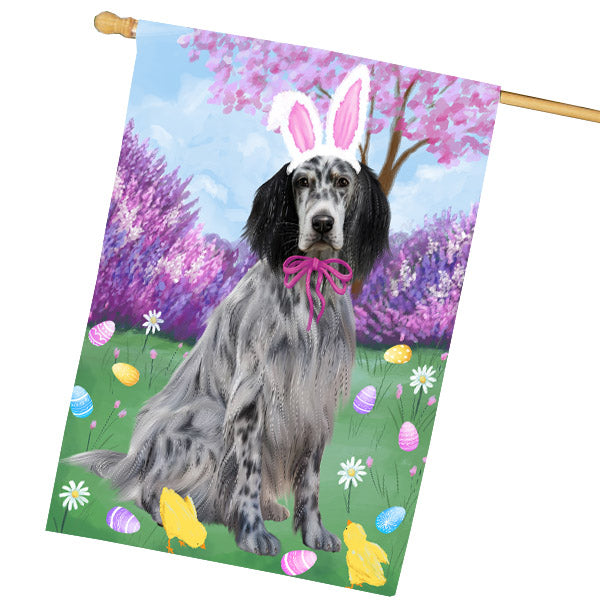 Easter holiday English Setter Dog House Flag Outdoor Decorative Double Sided Pet Portrait Weather Resistant Premium Quality Animal Printed Home Decorative Flags 100% Polyester FLG69476