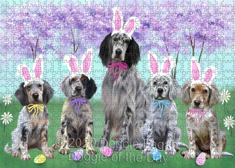 Easter Holiday English Setter Dogs Portrait Jigsaw Puzzle for Adults Animal Interlocking Puzzle Game Unique Gift for Dog Lover's with Metal Tin Box
