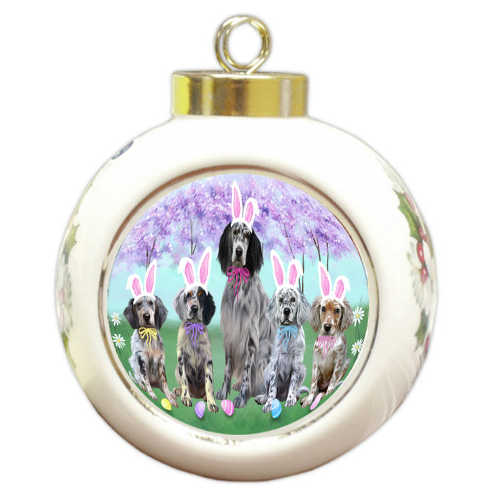 Easter Holiday English Setter Dogs Round Ball Christmas Ornament Pet Decorative Hanging Ornaments for Christmas X-mas Tree Decorations - 3" Round Ceramic Ornament