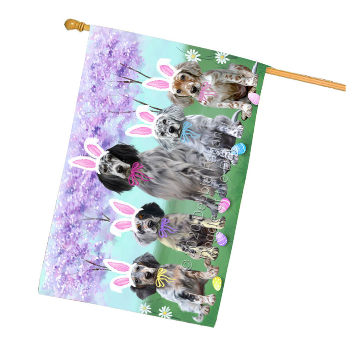 Easter Holiday English Setter Dogs House Flag Outdoor Decorative Double Sided Pet Portrait Weather Resistant Premium Quality Animal Printed Home Decorative Flags 100% Polyester