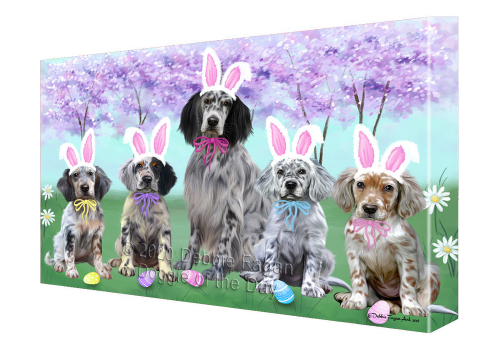 Easter Holiday English Setter Dogs Canvas Wall Art - Premium Quality Ready to Hang Room Decor Wall Art Canvas - Unique Animal Printed Digital Painting for Decoration