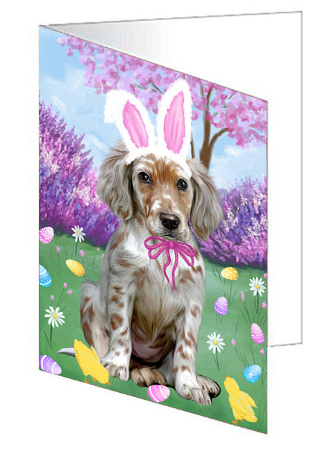 Easter holiday English Setter Dog Handmade Artwork Assorted Pets Greeting Cards and Note Cards with Envelopes for All Occasions and Holiday Seasons