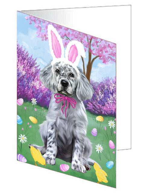 Easter holiday English Setter Dog Handmade Artwork Assorted Pets Greeting Cards and Note Cards with Envelopes for All Occasions and Holiday Seasons
