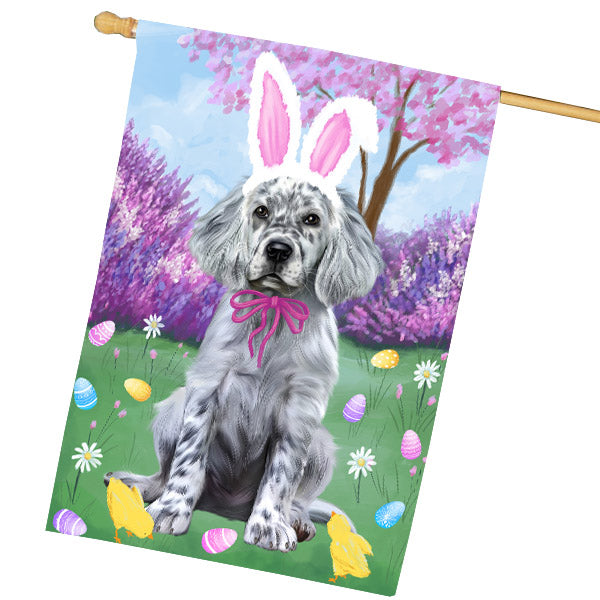Easter holiday English Setter Dog House Flag Outdoor Decorative Double Sided Pet Portrait Weather Resistant Premium Quality Animal Printed Home Decorative Flags 100% Polyester FLG69477