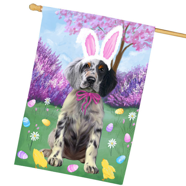 Easter holiday English Setter Dog House Flag Outdoor Decorative Double Sided Pet Portrait Weather Resistant Premium Quality Animal Printed Home Decorative Flags 100% Polyester FLG69478