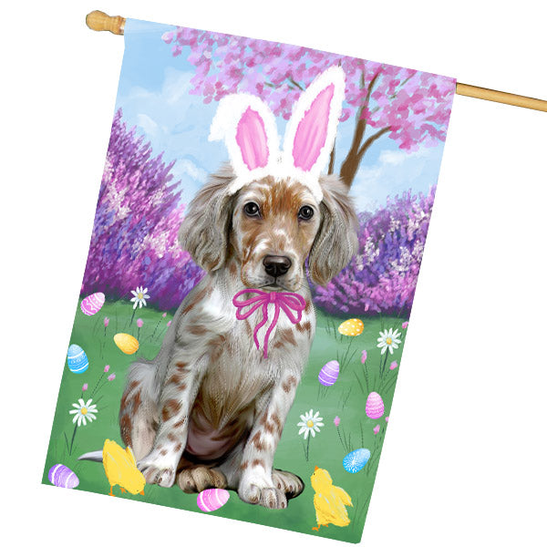Easter holiday English Setter Dog House Flag Outdoor Decorative Double Sided Pet Portrait Weather Resistant Premium Quality Animal Printed Home Decorative Flags 100% Polyester FLG69480