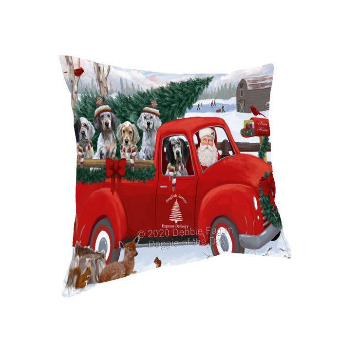 Christmas Santa Express Delivery Red Truck English Setter Dogs Pillow with Top Quality High-Resolution Images - Ultra Soft Pet Pillows for Sleeping - Reversible & Comfort - Ideal Gift for Dog Lover - Cushion for Sofa Couch Bed - 100% Polyester