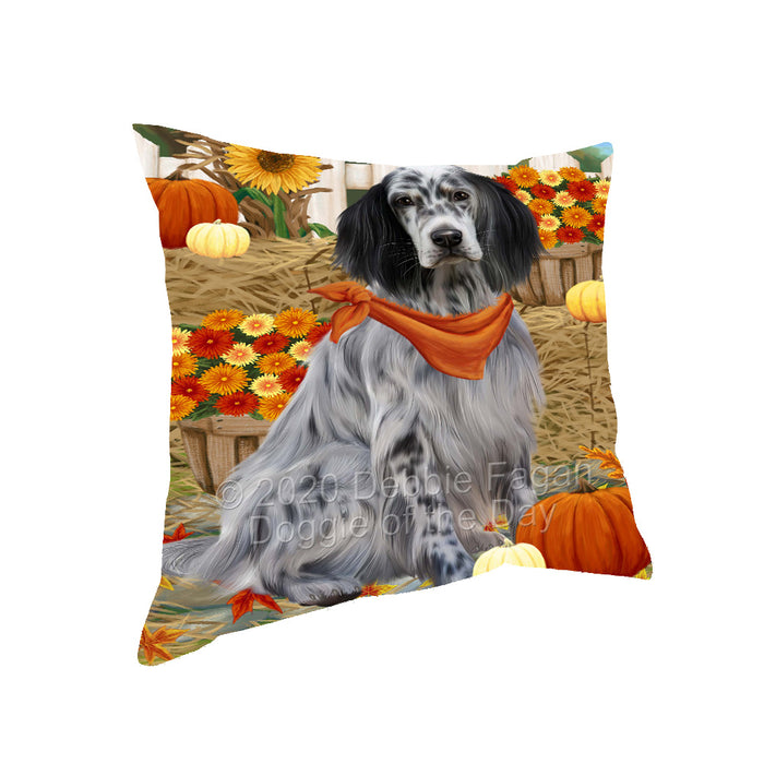 Fall Pumpkin Autumn Greeting English Setter Dog Pillow with Top Quality High-Resolution Images - Ultra Soft Pet Pillows for Sleeping - Reversible & Comfort - Ideal Gift for Dog Lover - Cushion for Sofa Couch Bed - 100% Polyester, PILA93055