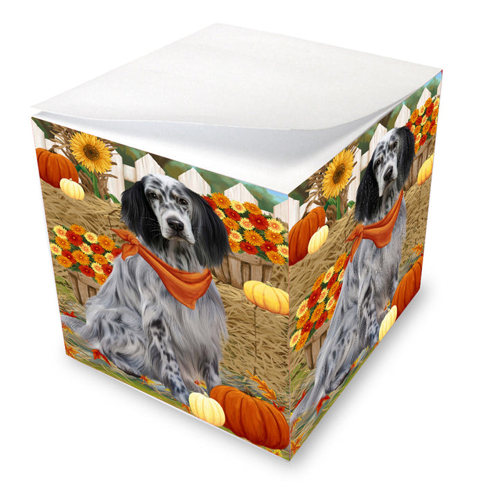 Fall Pumpkin Autumn Greeting English Setter Dog Note Cube NOC-DOTD-A57540