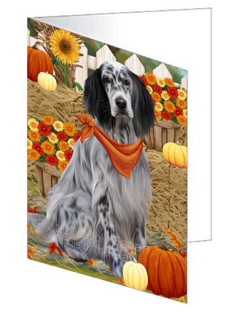 Fall Pumpkin Autumn Greeting English Setter Dog Handmade Artwork Assorted Pets Greeting Cards and Note Cards with Envelopes for All Occasions and Holiday Seasons
