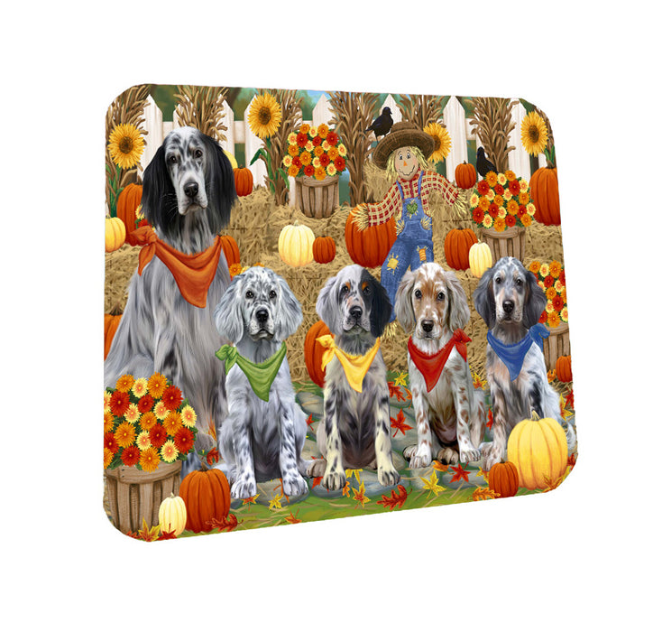 Fall Festive Gathering English Setter Dogs Coasters Set of 4 CSTA58487