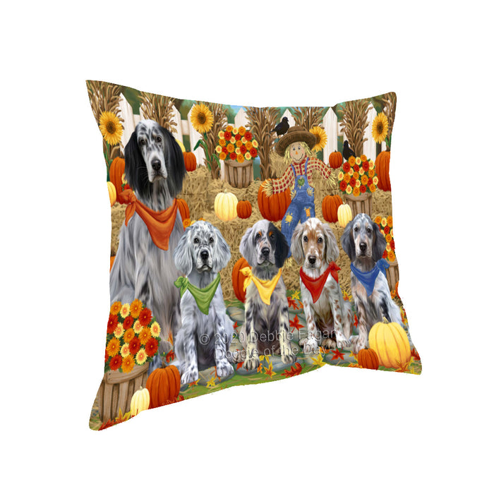 Fall Festive Gathering English Setter Dogs Pillow with Top Quality High-Resolution Images - Ultra Soft Pet Pillows for Sleeping - Reversible & Comfort - Ideal Gift for Dog Lover - Cushion for Sofa Couch Bed - 100% Polyester