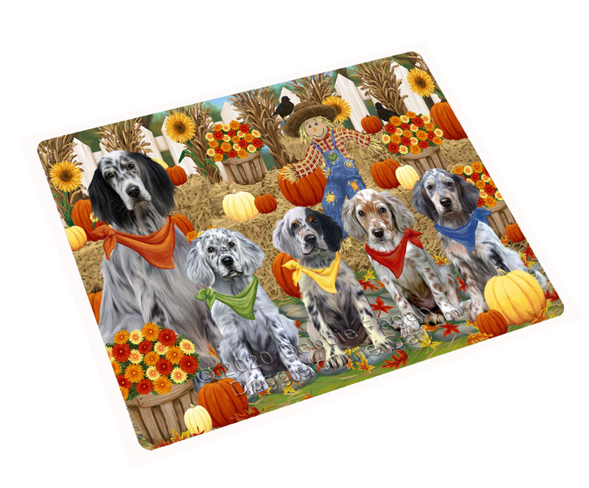Fall Festive Gathering English Setter Dogs Cutting Board - For Kitchen - Scratch & Stain Resistant - Designed To Stay In Place - Easy To Clean By Hand - Perfect for Chopping Meats, Vegetables