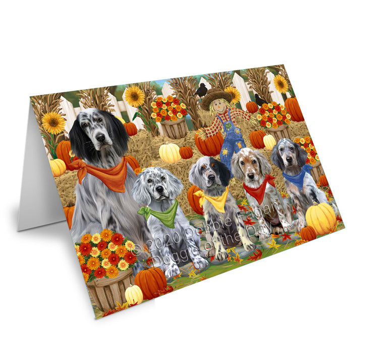 Fall Festive Gathering English Setter Dogs Handmade Artwork Assorted Pets Greeting Cards and Note Cards with Envelopes for All Occasions and Holiday Seasons
