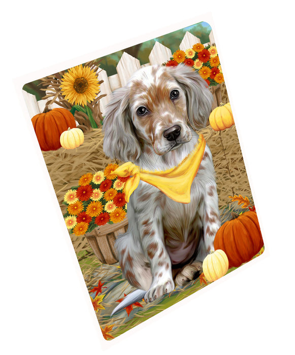 Fall Pumpkin Autumn Greeting English Setter Dog Cutting Board - For Kitchen - Scratch & Stain Resistant - Designed To Stay In Place - Easy To Clean By Hand - Perfect for Chopping Meats, Vegetables, CA83442