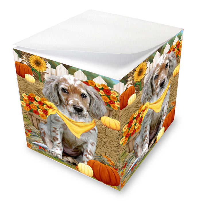 Fall Pumpkin Autumn Greeting English Setter Dog Note Cube NOC-DOTD-A57541