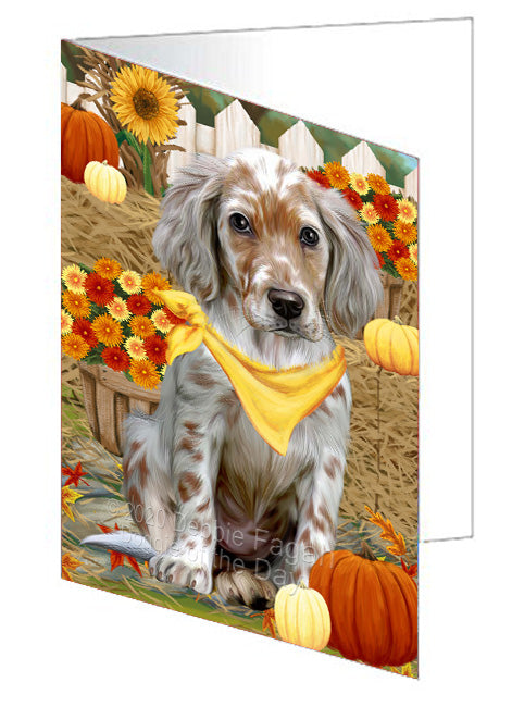 Fall Pumpkin Autumn Greeting English Setter Dog Handmade Artwork Assorted Pets Greeting Cards and Note Cards with Envelopes for All Occasions and Holiday Seasons