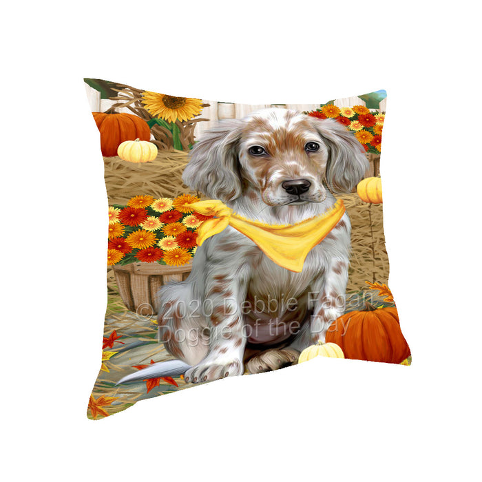 Fall Pumpkin Autumn Greeting English Setter Dog Pillow with Top Quality High-Resolution Images - Ultra Soft Pet Pillows for Sleeping - Reversible & Comfort - Ideal Gift for Dog Lover - Cushion for Sofa Couch Bed - 100% Polyester, PILA93058