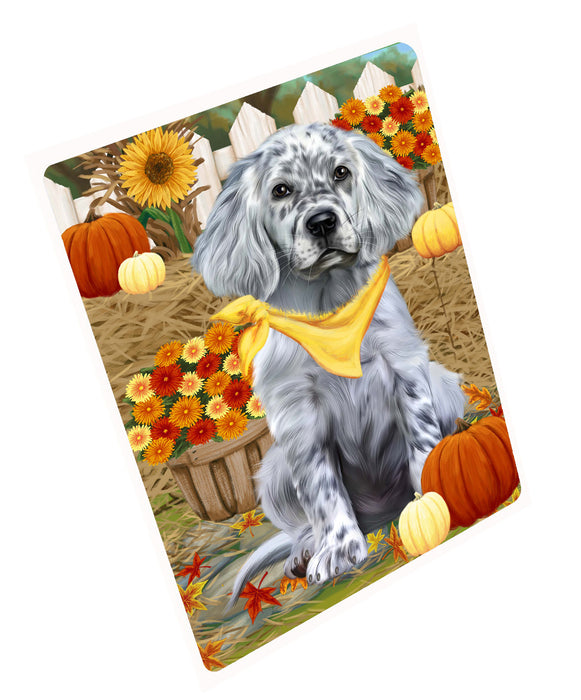 Fall Pumpkin Autumn Greeting English Setter Dog Cutting Board - For Kitchen - Scratch & Stain Resistant - Designed To Stay In Place - Easy To Clean By Hand - Perfect for Chopping Meats, Vegetables, CA83444
