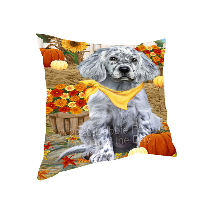 Fall Pumpkin Autumn Greeting English Setter Dog Pillow with Top Quality High-Resolution Images - Ultra Soft Pet Pillows for Sleeping - Reversible & Comfort - Ideal Gift for Dog Lover - Cushion for Sofa Couch Bed - 100% Polyester, PILA93061