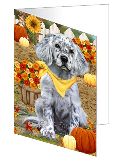 Fall Pumpkin Autumn Greeting English Setter Dog Handmade Artwork Assorted Pets Greeting Cards and Note Cards with Envelopes for All Occasions and Holiday Seasons