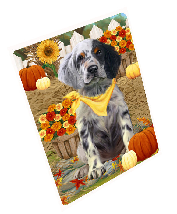 Fall Pumpkin Autumn Greeting English Setter Dog Cutting Board - For Kitchen - Scratch & Stain Resistant - Designed To Stay In Place - Easy To Clean By Hand - Perfect for Chopping Meats, Vegetables, CA83446