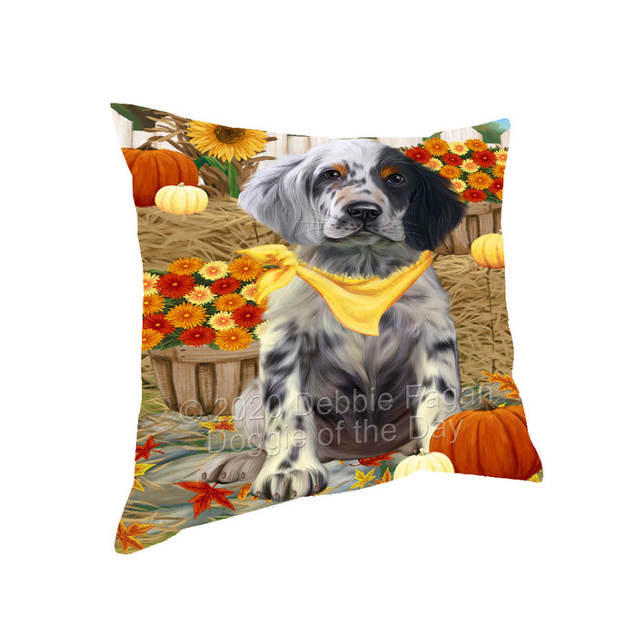 Fall Pumpkin Autumn Greeting English Setter Dog Pillow with Top Quality High-Resolution Images - Ultra Soft Pet Pillows for Sleeping - Reversible & Comfort - Ideal Gift for Dog Lover - Cushion for Sofa Couch Bed - 100% Polyester, PILA93064