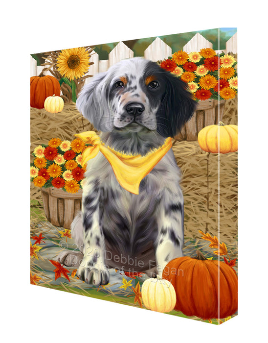 Fall Pumpkin Autumn Greeting English Setter Dog Canvas Wall Art - Premium Quality Ready to Hang Room Decor Wall Art Canvas - Unique Animal Printed Digital Painting for Decoration CVS453