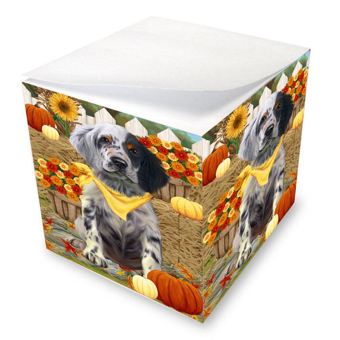 Fall Pumpkin Autumn Greeting English Setter Dog Note Cube NOC-DOTD-A57543