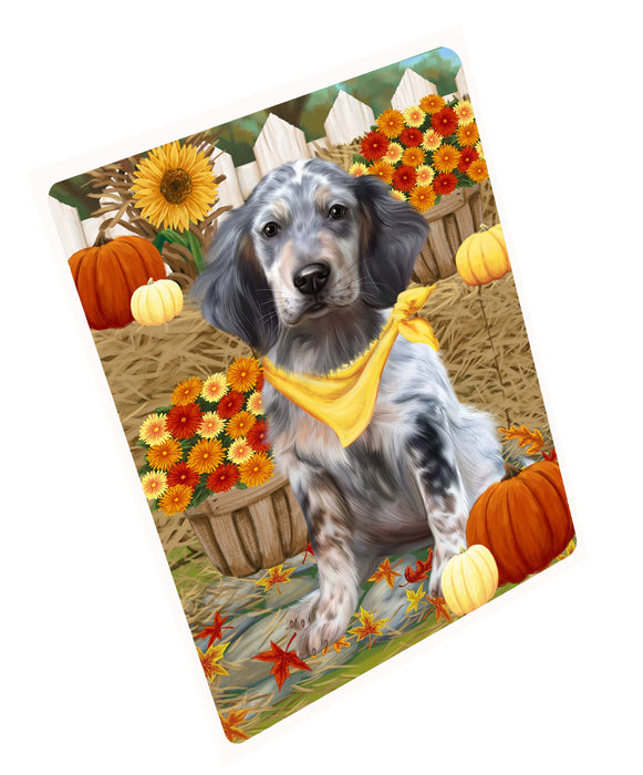 Fall Pumpkin Autumn Greeting English Setter Dog Cutting Board - For Kitchen - Scratch & Stain Resistant - Designed To Stay In Place - Easy To Clean By Hand - Perfect for Chopping Meats, Vegetables, CA83448