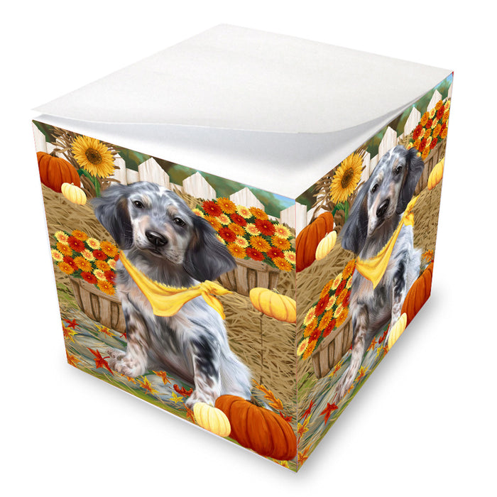 Fall Pumpkin Autumn Greeting English Setter Dog Note Cube NOC-DOTD-A57544