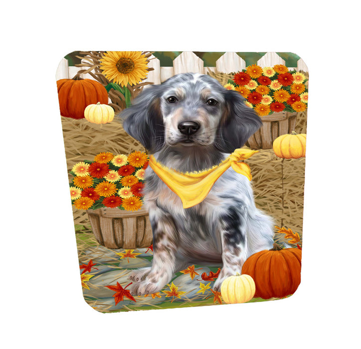 Fall Pumpkin Autumn Greeting English Setter Dog Coasters Set of 4 CSTA58503