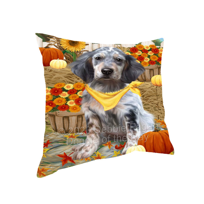 Fall Pumpkin Autumn Greeting English Setter Dog Pillow with Top Quality High-Resolution Images - Ultra Soft Pet Pillows for Sleeping - Reversible & Comfort - Ideal Gift for Dog Lover - Cushion for Sofa Couch Bed - 100% Polyester, PILA93067
