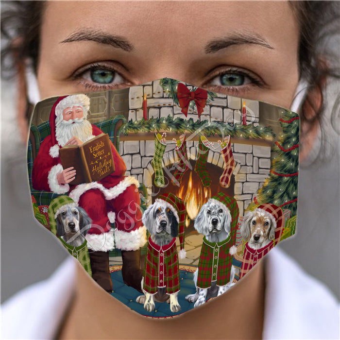 Christmas Cozy Holiday Fire Tails English Setter Dogs Face Mask FM48632