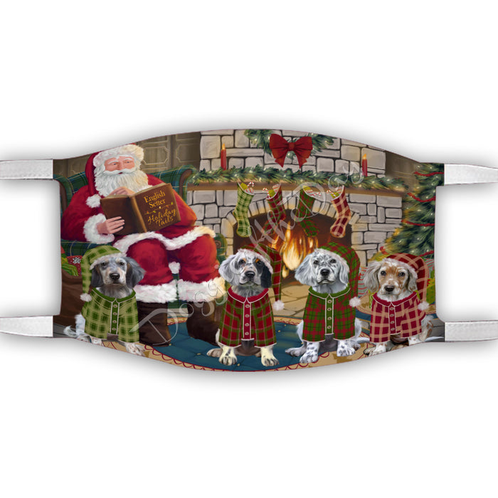 Christmas Cozy Holiday Fire Tails English Setter Dogs Face Mask FM48632