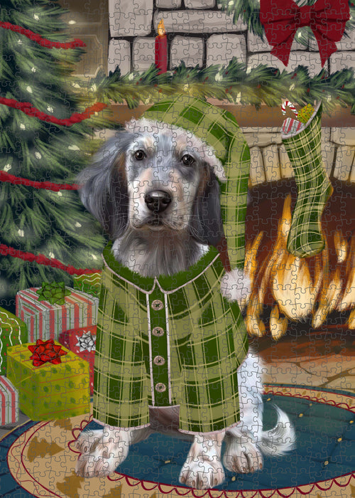 The Christmas Stocking was Hung English Setter Dog Portrait Jigsaw Puzzle for Adults Animal Interlocking Puzzle Game Unique Gift for Dog Lover's with Metal Tin Box PZL915