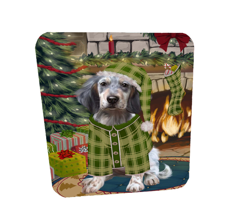 The Christmas Stocking was Hung English Setter Dog Coasters Set of 4 CSTA58606