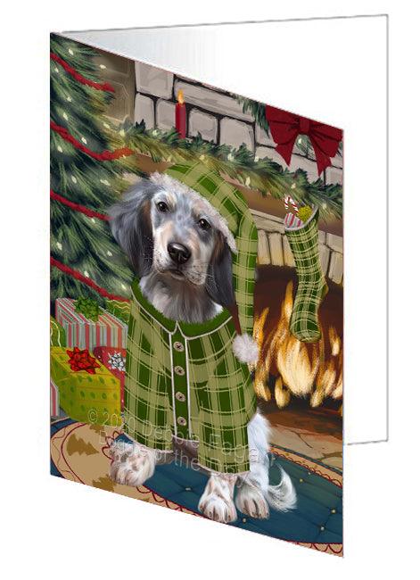 The Christmas Stocking was Hung English Setter Dog Handmade Artwork Assorted Pets Greeting Cards and Note Cards with Envelopes for All Occasions and Holiday Seasons
