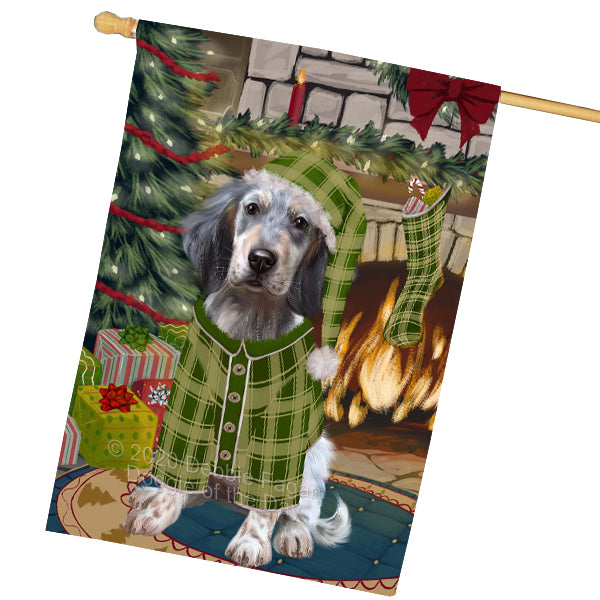 The Christmas Stocking was Hung English Setter Dog House Flag Outdoor Decorative Double Sided Pet Portrait Weather Resistant Premium Quality Animal Printed Home Decorative Flags 100% Polyester FLGA69592
