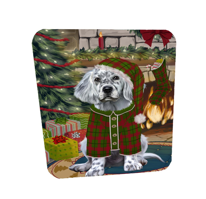 The Christmas Stocking was Hung English Setter Dog Coasters Set of 4 CSTA58607