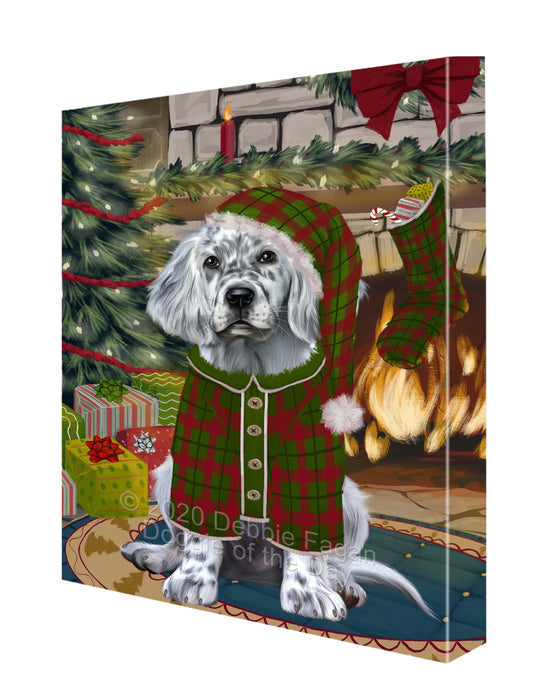 The Christmas Stocking was Hung English Setter Dog Canvas Wall Art - Premium Quality Ready to Hang Room Decor Wall Art Canvas - Unique Animal Printed Digital Painting for Decoration CVS621