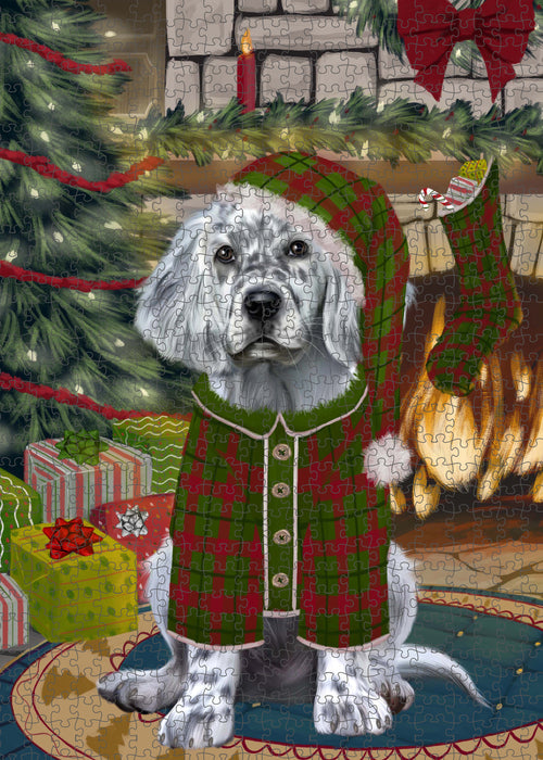 The Christmas Stocking was Hung English Setter Dog Portrait Jigsaw Puzzle for Adults Animal Interlocking Puzzle Game Unique Gift for Dog Lover's with Metal Tin Box PZL916