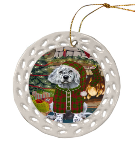 The Christmas Stocking was Hung English Setter Dog Doily Ornament DPOR59091