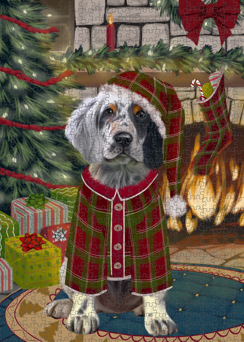 The Christmas Stocking was Hung English Setter Dog Portrait Jigsaw Puzzle for Adults Animal Interlocking Puzzle Game Unique Gift for Dog Lover's with Metal Tin Box PZL917