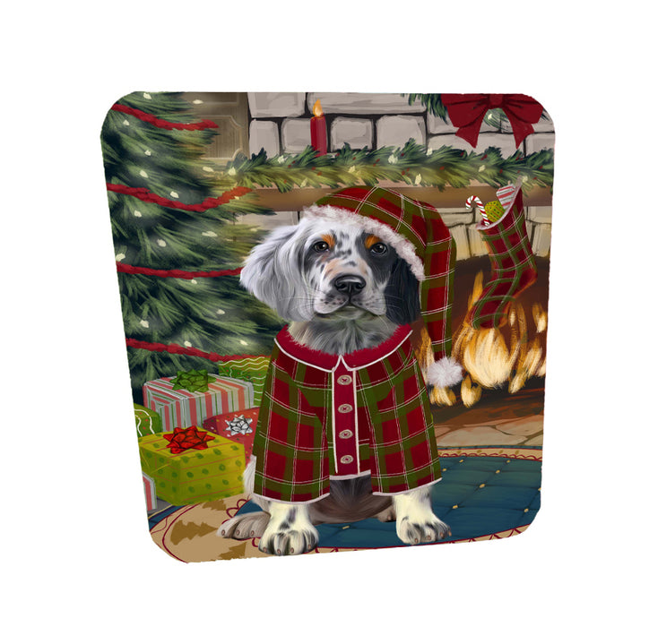 The Christmas Stocking was Hung English Setter Dog Coasters Set of 4 CSTA58608