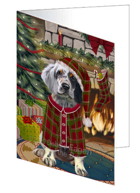 The Christmas Stocking was Hung English Setter Dog Handmade Artwork Assorted Pets Greeting Cards and Note Cards with Envelopes for All Occasions and Holiday Seasons