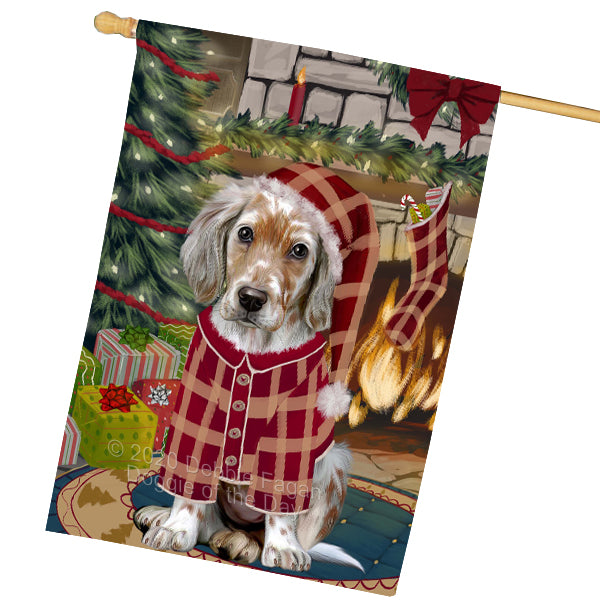 The Christmas Stocking was Hung English Setter Dog House Flag Outdoor Decorative Double Sided Pet Portrait Weather Resistant Premium Quality Animal Printed Home Decorative Flags 100% Polyester FLGA69595