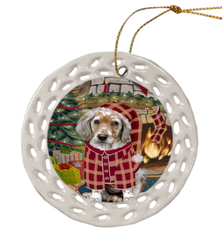 The Christmas Stocking was Hung English Setter Dog Doily Ornament DPOR59093