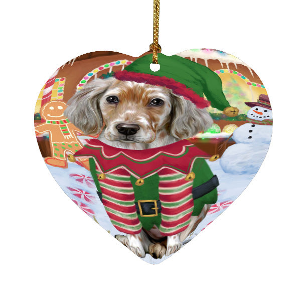 Christmas Gingerbread Elf English Setter Dog Heart Christmas Ornament HPORA59108