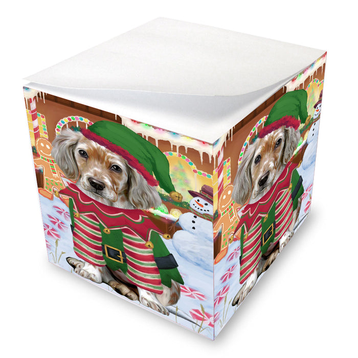 Christmas Gingerbread Elf English Setter Dog Note Cube NOC-DOTD-A57388
